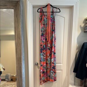 Vintage PARADISE HAWAII Orange Floral Maxi Dress size 12